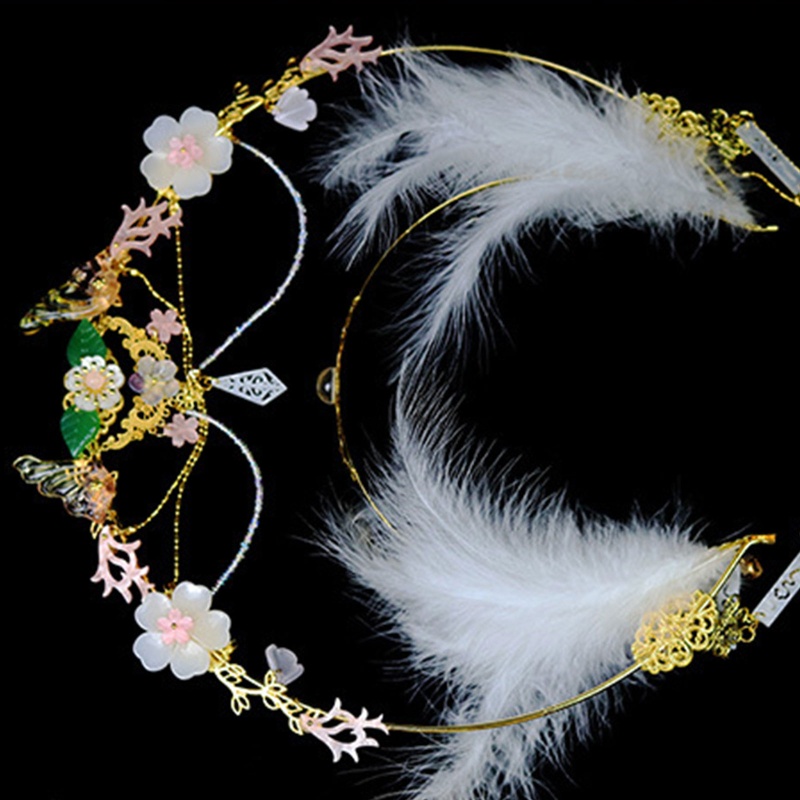 Cài Tóc Hình Vương Miện Đính Lông Vũ Phong Cách Lolita Vintage