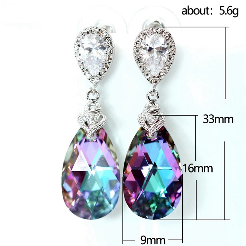 Khuyên tai đính đá zircon màu tím thiết kế đơn giản thanh lịch cho nữ