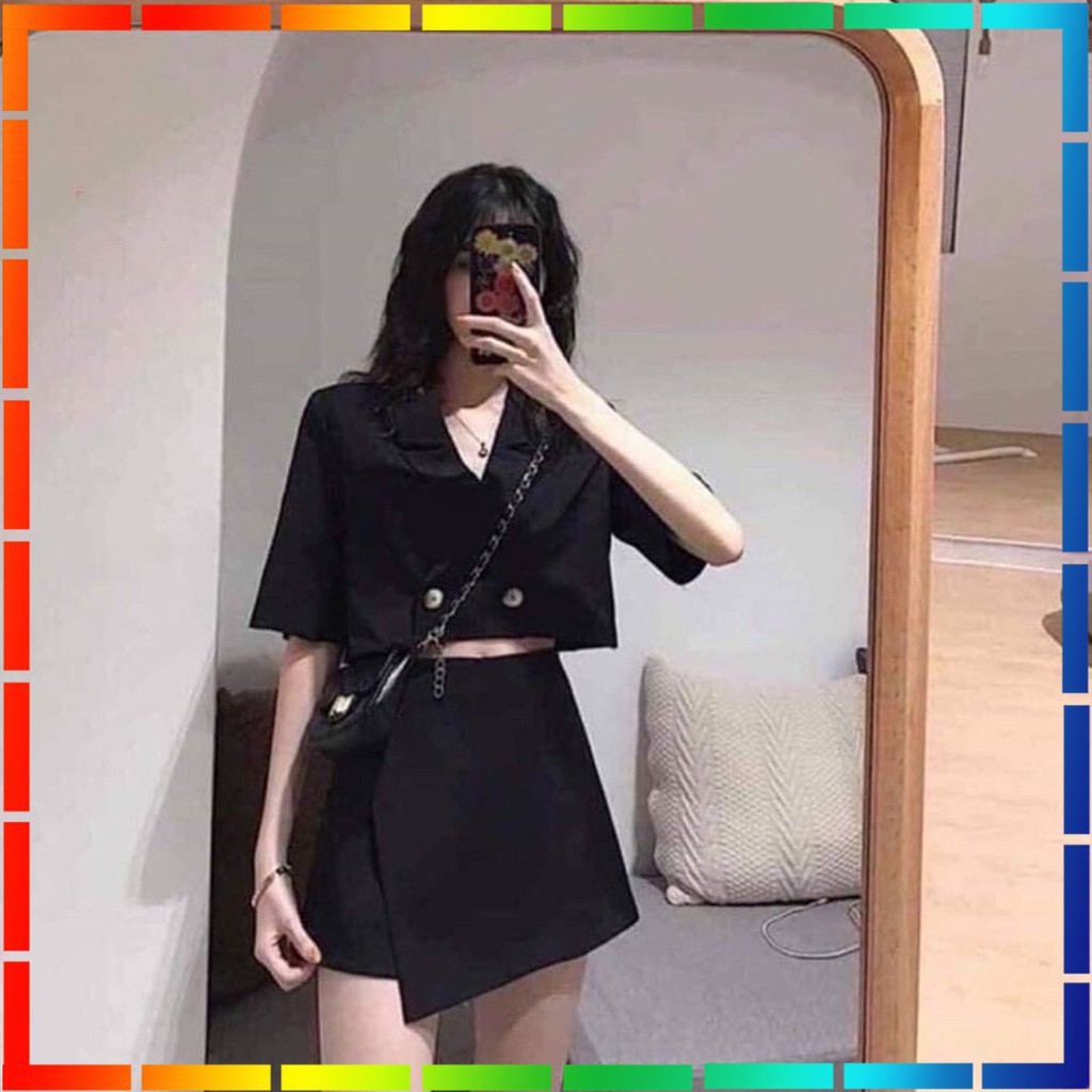 ( ẢNH THẬT ) - SET ĐỒ NỮ CÁ TÍNH ÁO CROPTOP KIỂU VEST CHÂN VÁY LỆCH CHỮ A DÀY DẶN FORM NHƯ HÌNH | BigBuy360 - bigbuy360.vn