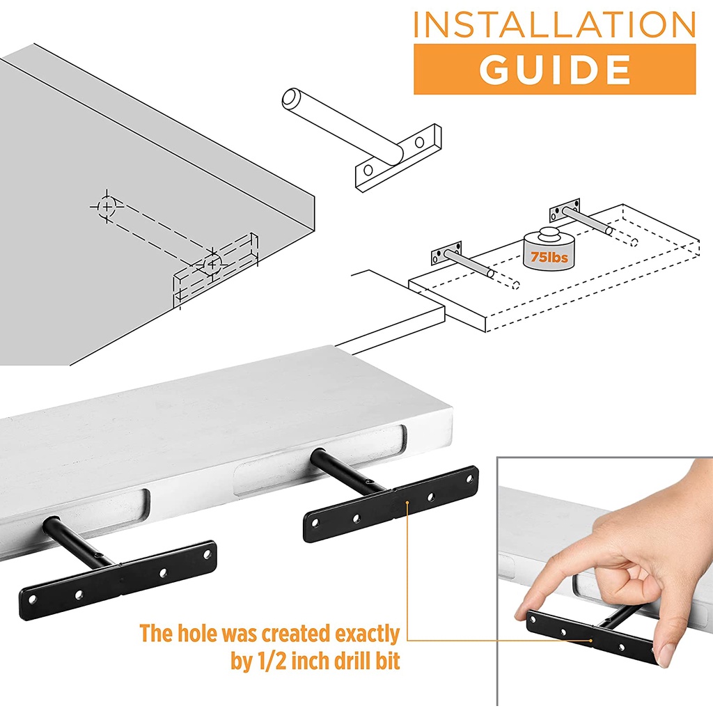 Bộ 2 chốt âm chữ T 15cm, pas âm đỡ kệ treo tường bằng thép đặc kèm phụ kiện vít tắc kê