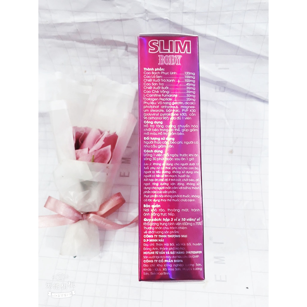 (CHÍNH HÃNG) Viên giảm cân SLIM BODY, giúp tăng cường chuyển hóa chất béo trong cơ thể, giảm mỡ máu và hỗ trợ giảm béo