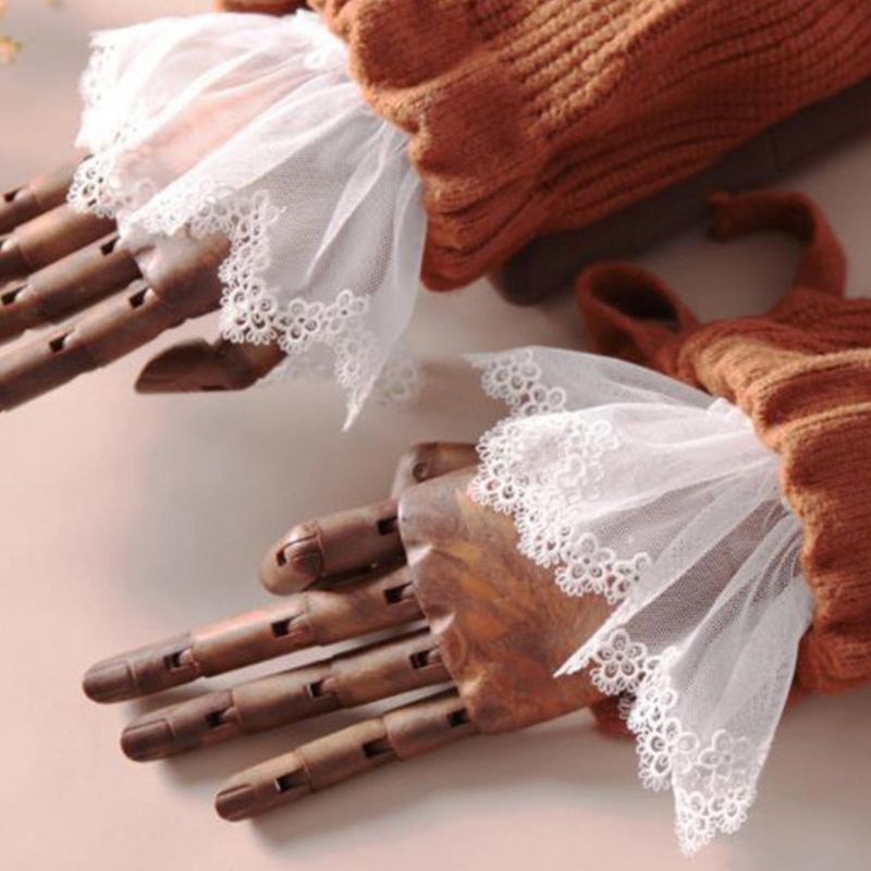 San * Áo Sweater Giả Ren Màu Trơn Thêu Hoa Thanh Lịch Có Thể Tháo Rời Trang Trí Mùa Thu Hàn Quốc Cho Nữ