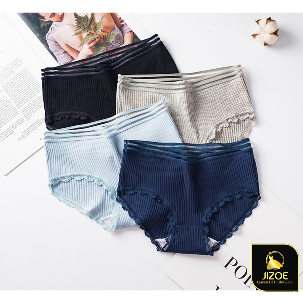 Quần lót nữ cotton dễ thương tăm tre phối viền ren cao cấp đẹp thời trang QLT15 | BigBuy360 - bigbuy360.vn