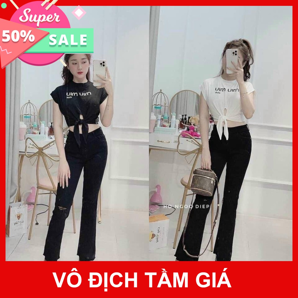 Áo thun nữ dáng Coptop Buộc Dây Miu Miu Chất Cotton 4 Chiều Siêu Đẹp