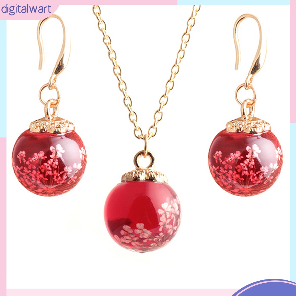 Vòng cổ Mặt Quả Cầu Thủy Tinh Chứa Hoa Khô Thời Trang Cho Nữ