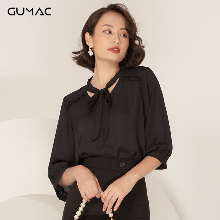 [Mã WABRGU72 giảm 10% tối đa 50k đơn 250k] Áo cổ nơ rã bèo GUMAC AA993