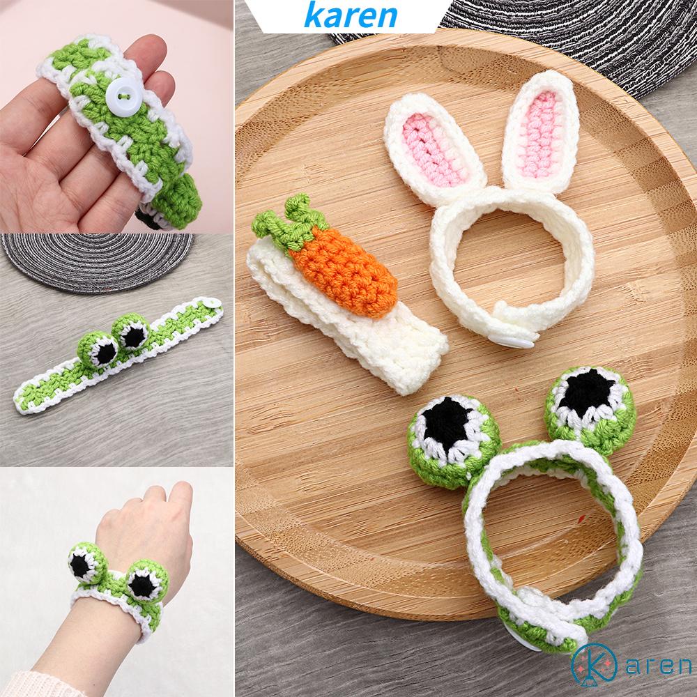 Vòng tay dệt len hình tai thỏ/ ếch/ cà rốt dễ thương thời trang cho bé gái