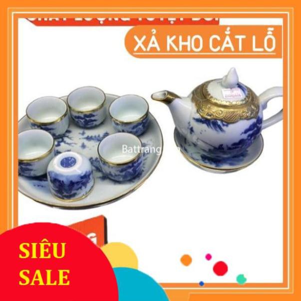 [SALE] [CAO CẤP] Giá hủy diệt -  Ấm chén bọc đồng men lam dáng chóp lửa