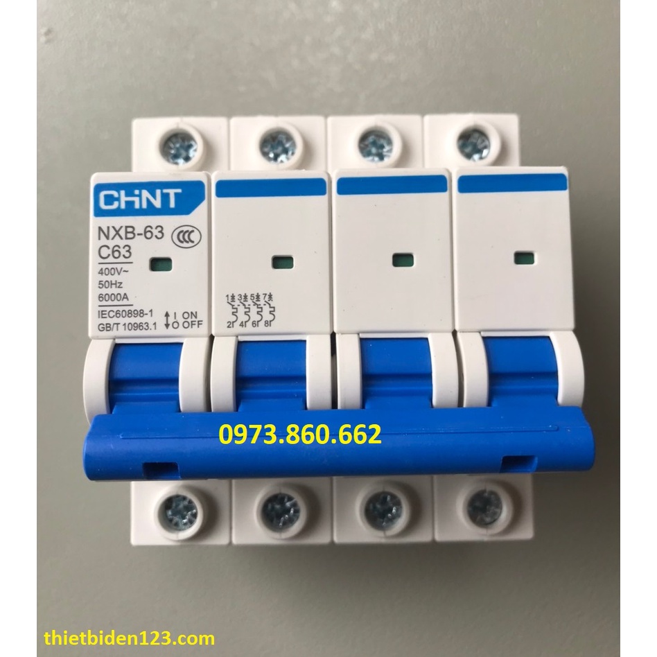 Át tổng 3 pha hộ gia đinh 4P  Aptomat NXB-63 4P C63A MCB CHINT