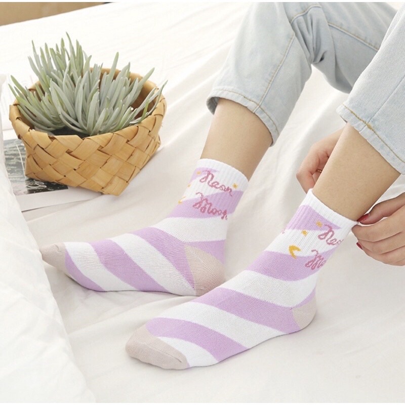 Tất chân hoạ tiết hoạt hình dễ thương, vớ unisex