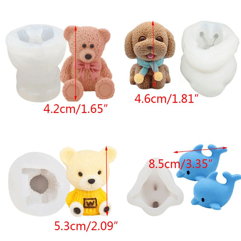 Khuôn silicon làm đá viên/socola kiểu dáng động vật cá heo/gấu con 3d