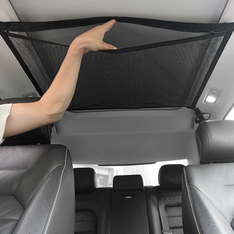 Túi Lưới Đựng Đồ Gắn Trần Xe Hơi Có Khóa Kéo Tùy Chỉnh Tiện Dụng Cho Van SUV