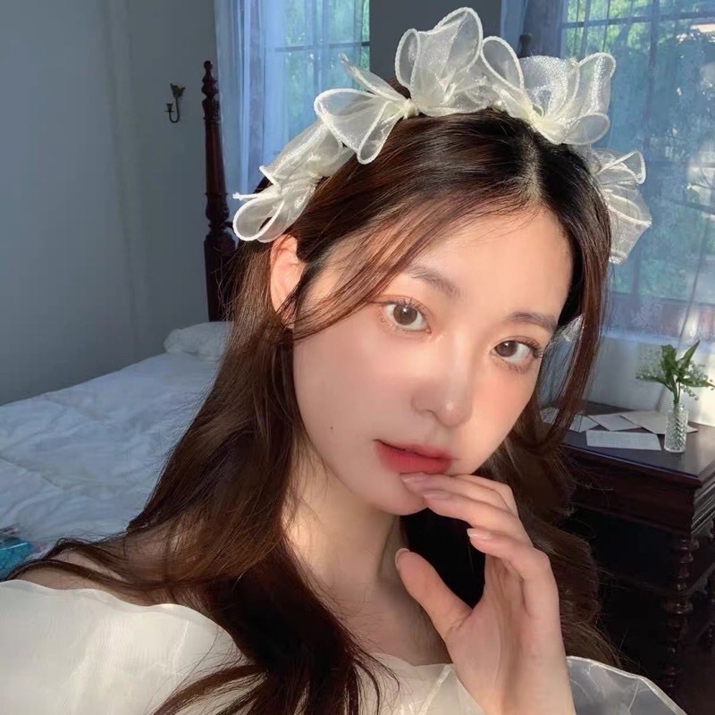 Cài tóc công chúa voan trắng cho nữ