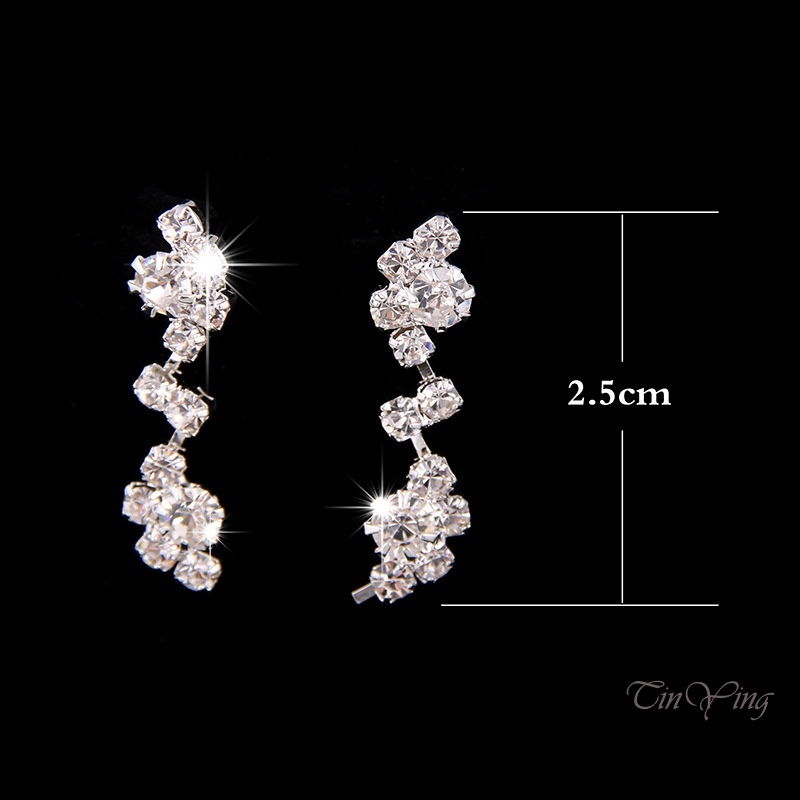 Bộ vòng cổ + bông tai GETNOIVAS đính kim cương giả lấp lánh sang trọng thời trang cho nữ