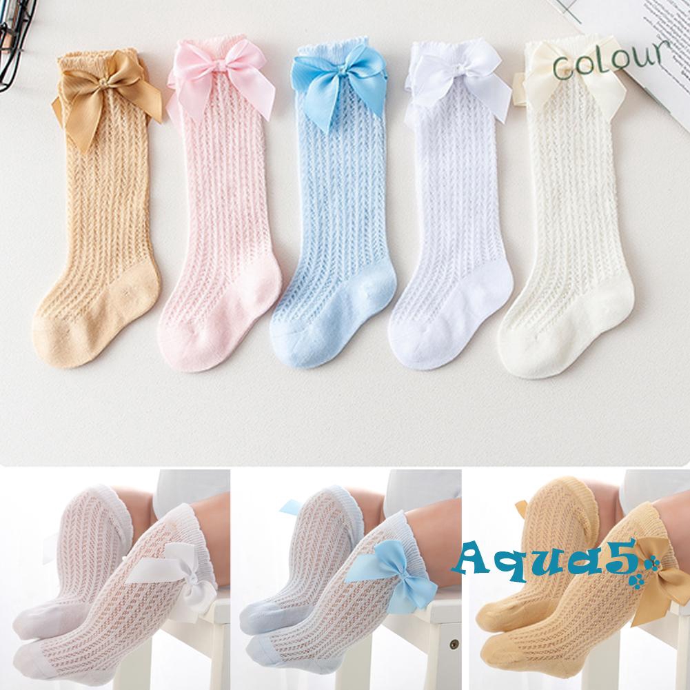 Đôi vớ ống dài phối ren gắn nơ xinh xắn dành cho em bé