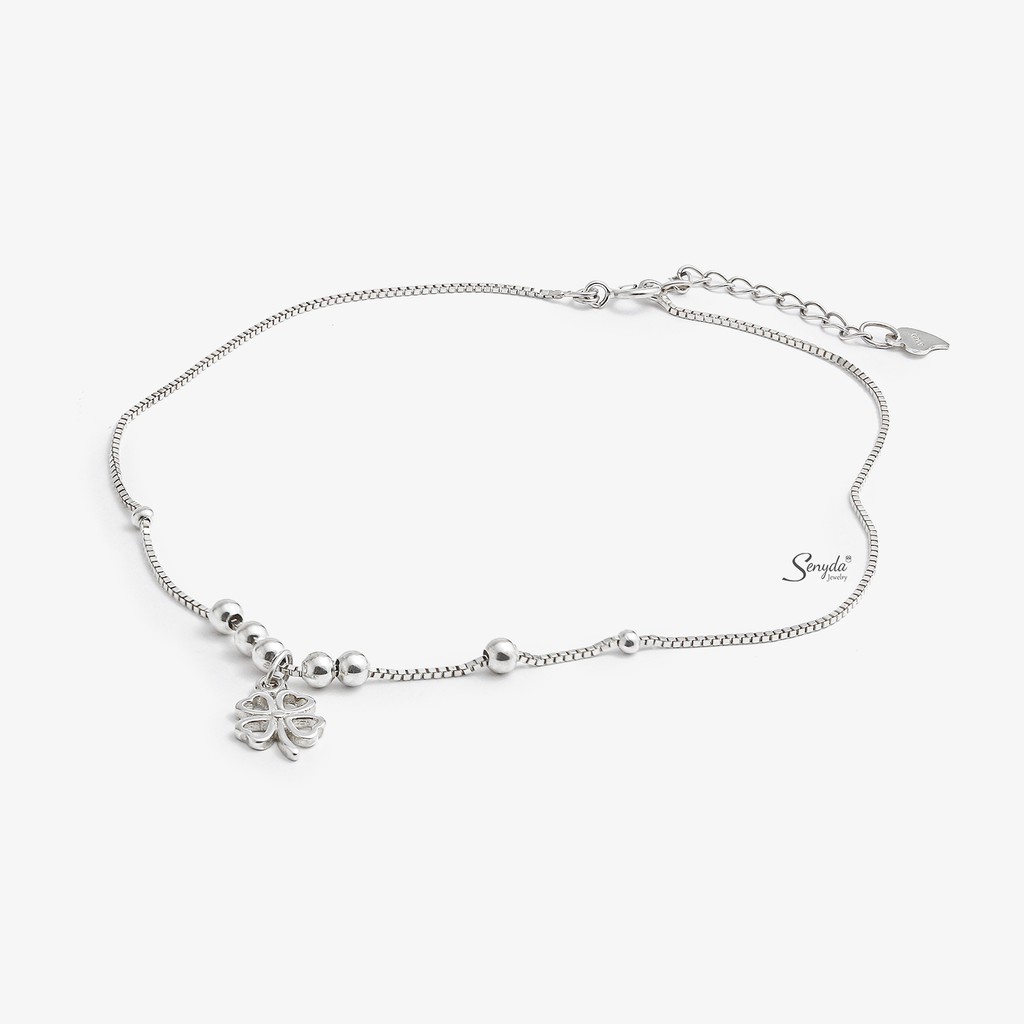 [Mã FARSBR151 giảm 100% đơn 0đ] Trang sức Lắc chân BẠC 925 SENYDA cỏ 4 lá bi treo dây mì LC114 | BigBuy360 - bigbuy360.vn