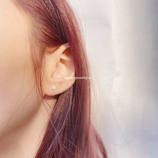 Khuyên tai bạc Grace - Vuông nụ- Square Stud (chiếc)