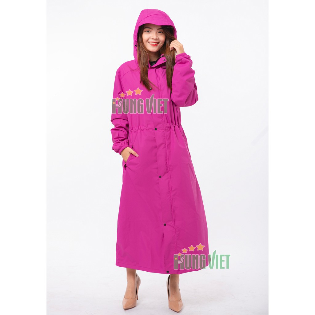 Áo mưa măng tô nữ PU 2 lớp cao cấp vải Hàn Quốc -Hàng nhập khẩu