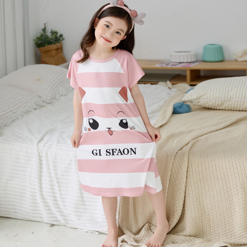 Đầm Ngủ Ngắn Tay Thời Trang Xinh Xắn Dành Cho Bé Gái