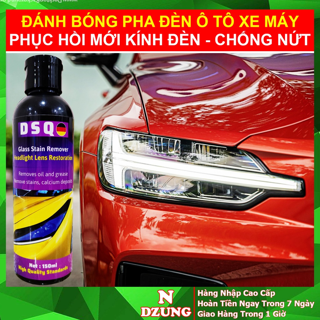 Đánh Bóng Đèn Pha Ô tô - Dung Dịch Đánh Bóng Đèn Pha Oto - Tẩy Ố Vàng, Vệ Sinh, Làm Sạch, Chống Nứt - DSQ Lens