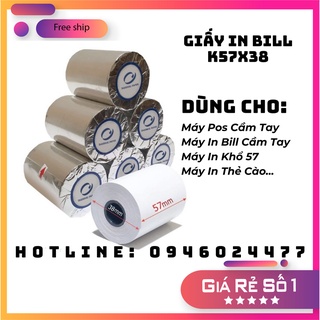 Giấy in bill k57 - giấy in nhiệt k57 đường kính 38mm - 10 cuộn