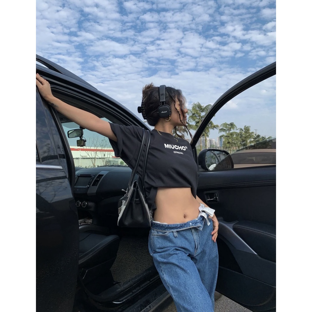 Áo thun form rộng nam ATD96 Unisex chất vải cotton Miucho in typography