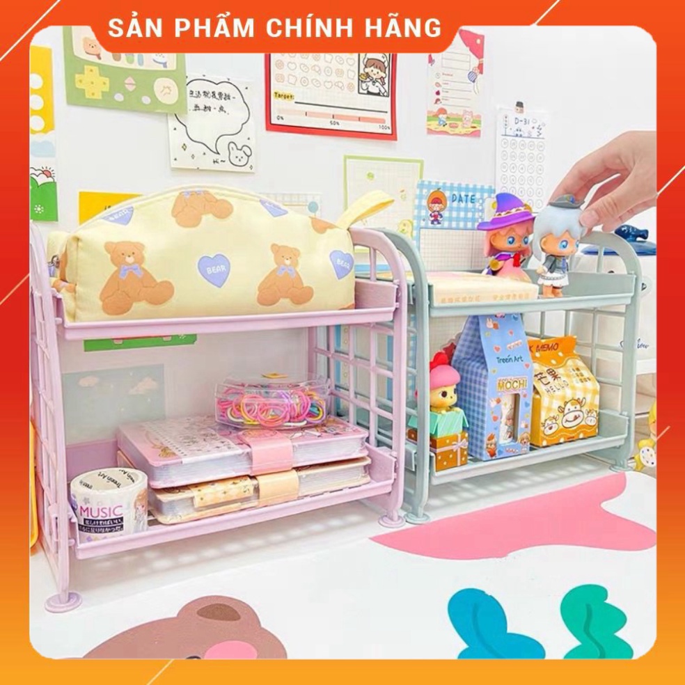 Kệ 2 tầng mini, kệ nhựa để bàn nhỏ nhắn kích thước 22*20  đựng đồ nhỏ gọn siêu xinh