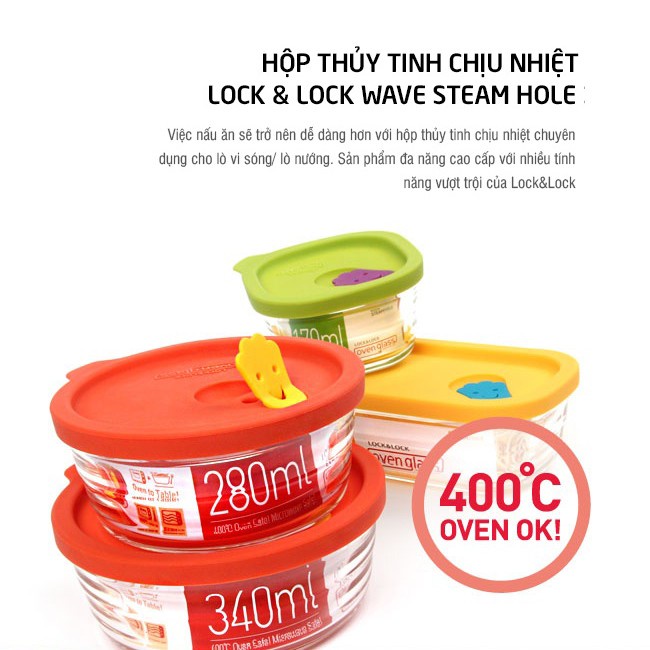 Hộp thủy tinh chịu nhiệt Lock&Lock Wave Steam Hole LLG161 LLG162 LLG165 LLG168 LLG741 LLG751 LLG761 LLG771 LLG323 LLG506