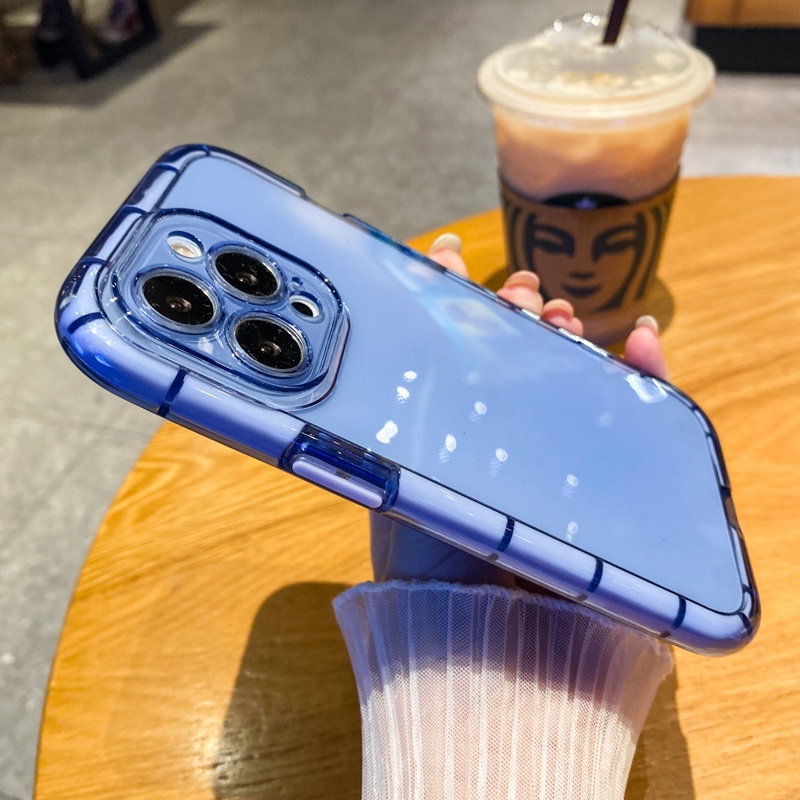 Ốp Điện Thoại Mềm Trong Suốt Dày Dặn Chống Sốc Màu Kẹo Cho iPhone 11 12 13 Pro MAX X XR XS MAX ip11