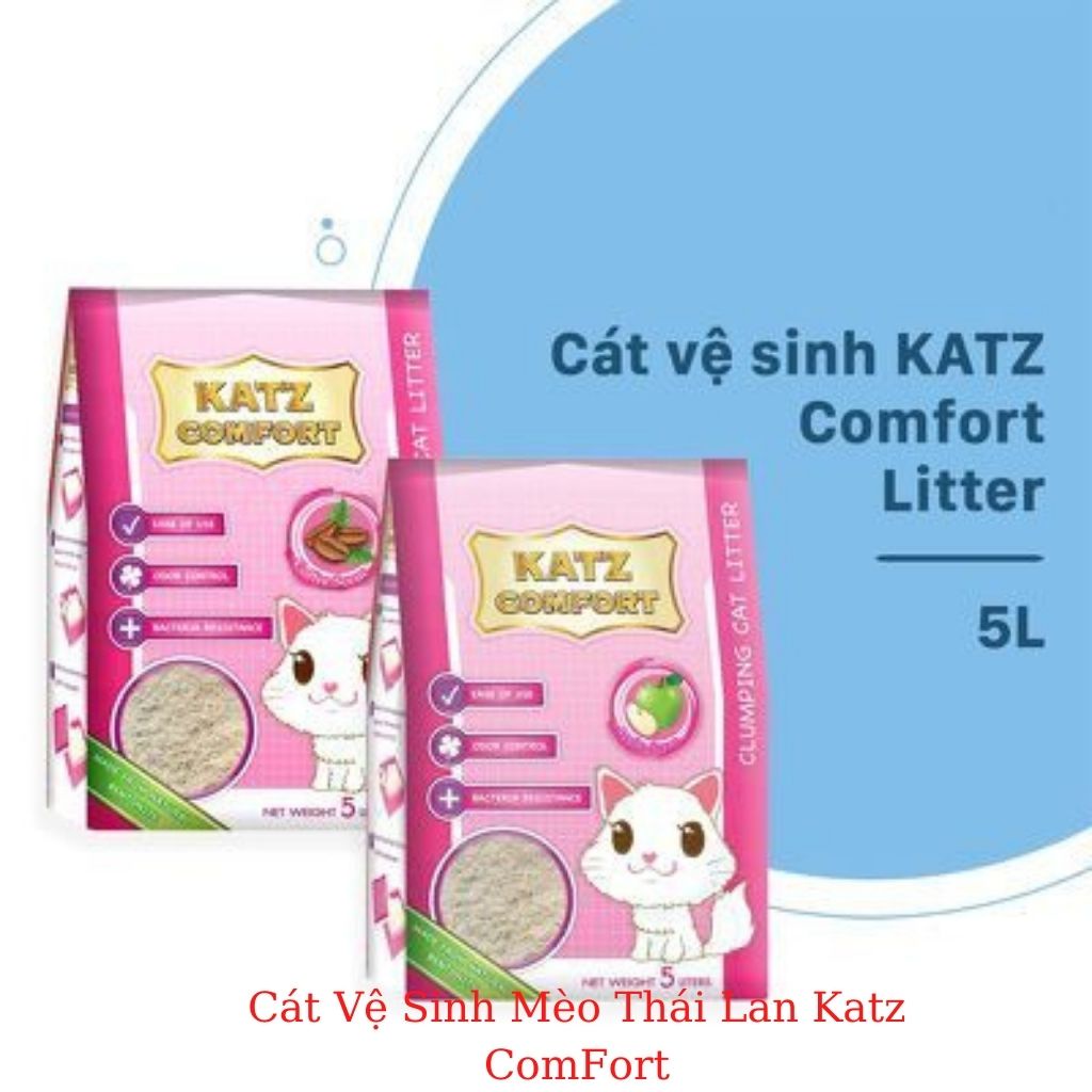 Cát vệ sinh cho mèo Katz Comfort thấm hút vón cục vón cục nhanh không bụi 5L