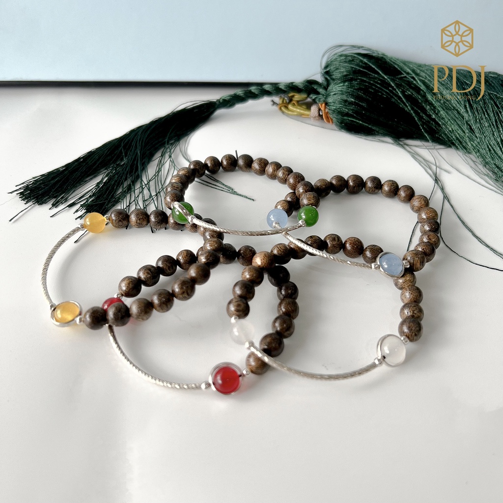 Vòng Trầm Hương mix đá Thạch Anh phong thuỷ - Tặng kèm hộp đựng cao cấp - SP000569 - Trang sức PDJ