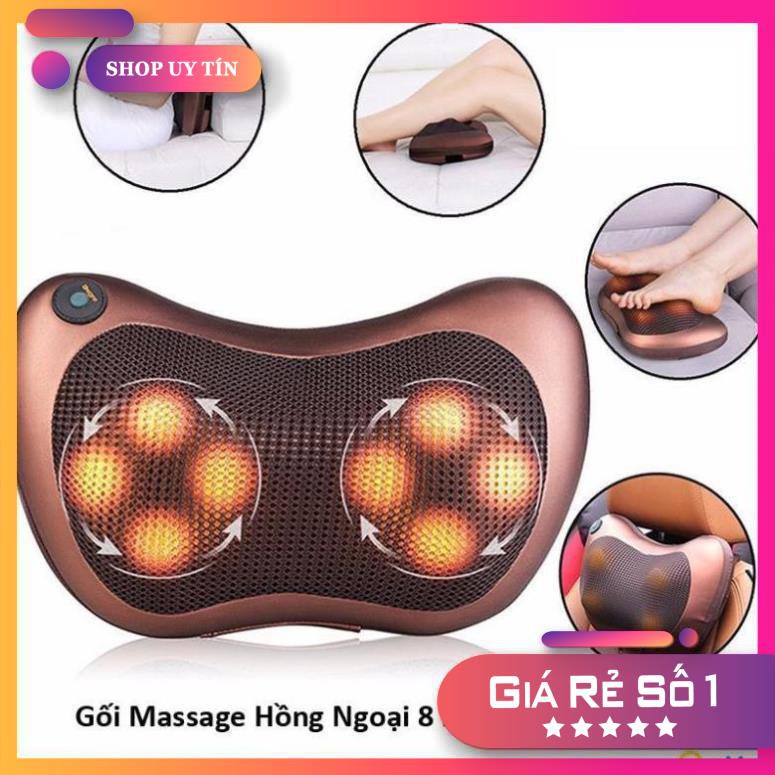 [Hàng Cao Cấp] Gối massage hồng ngoại  8 bi cao cấp