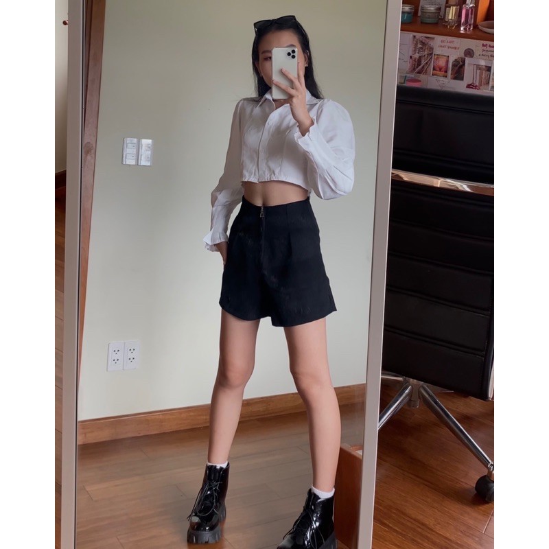 Áo Sơ Mi Croptop Tay Dài