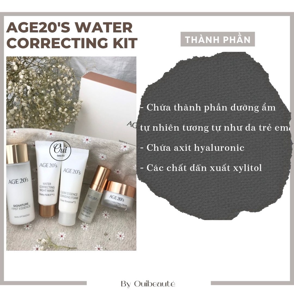 Set dưỡng ẩm Age20's Water Correcting Kit, Tinh chất dưỡng da cấp ẩm 5 món Ouibeaute