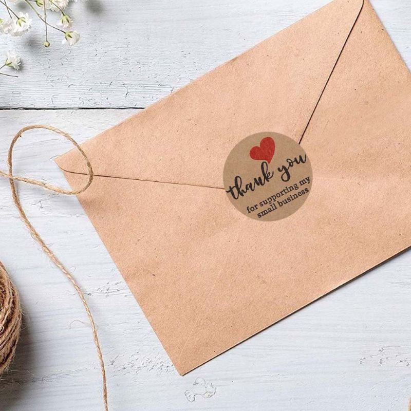 Cuộn 500 Nhãn Dán In Chữ Thank You For Supporting My Small Business Đẹp Mắt Dùng Trang Trí