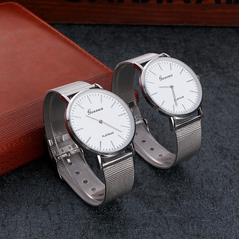 Đồng hồ thời trang nam nữ Geneva G203 dây lưới thép cực đẹp, 2 kim độc đáo cá tính | BigBuy360 - bigbuy360.vn