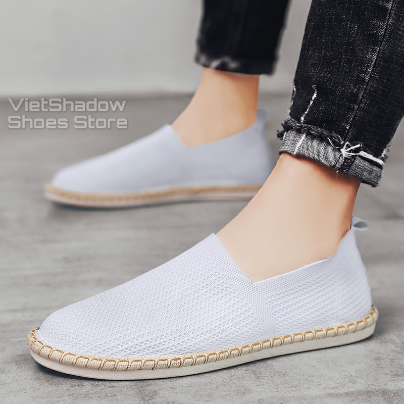 Slip on nam - Giày lười vải nam - Vải dệt kim 3D, 4 màu (đen), (xám), (xanh) và (trắng) - Mã 2931 | BigBuy360 - bigbuy360.vn