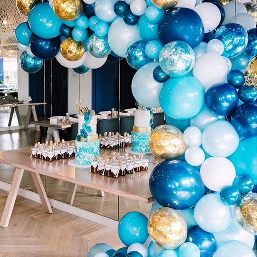 1 Set Phụ Kiện Bong Bóng Màu Xanh Dương Trang Trí Tiệc Cưới