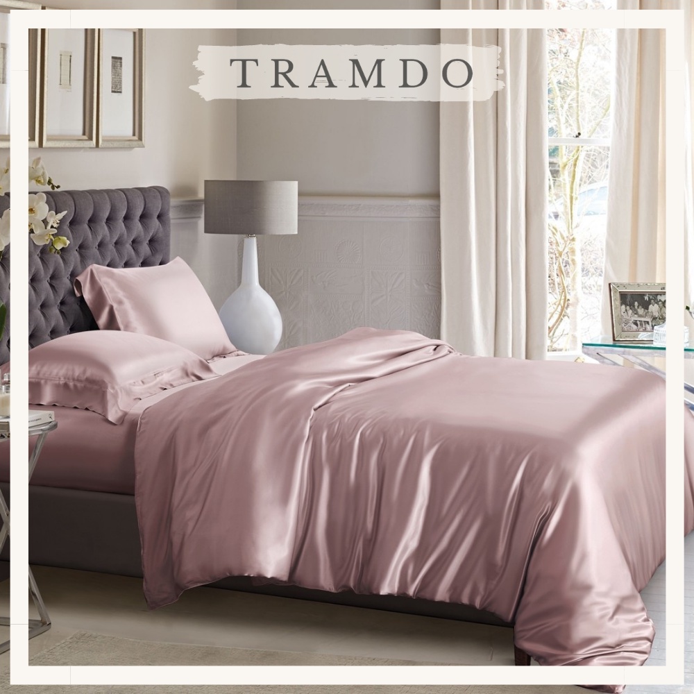 Bộ Chăn ga gối lụa cao cấp - Chăn ga giường sang trọng - TRAMDO BEDDING - Màu Hồng Nude