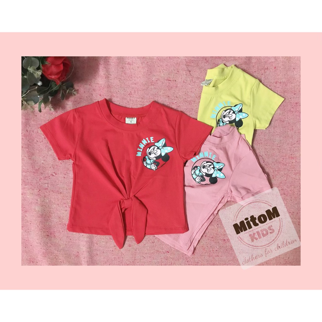 Áo cotton bé gái ♥️ FREESHIP ♥️ Chất thun cotton mềm mịn, croprop có nơ siêu đáng yêu