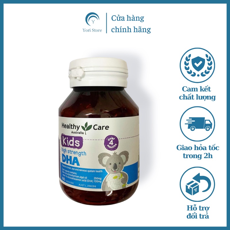 Viên Uống Bổ Sung Canxi và DHA Healthy Care Kids Dành Cho Trẻ Nhỏ Nhập Khẩu Úc Hộp 60 Viên