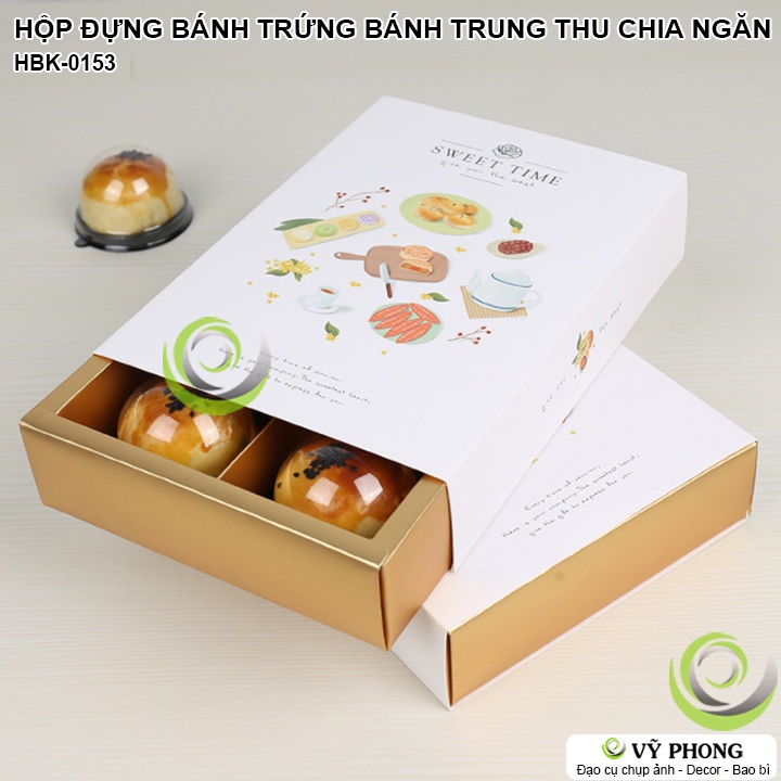 HỘP GIẤY ĐỰNG BÁNH TRUNG THU CHIA 6 NGĂN SWEET TIME ĐỰNG QUÀ TẶNG CÁC DỊP LỄ TẾT HBK-0153