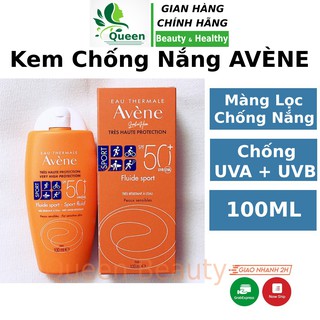 Kem chống nắng AVÈNE Sort Fluid SPF50+ Dành cho da dầu mụn nhạy cảm khô hỗn hợp nâng toone không trôi Queen Beauty