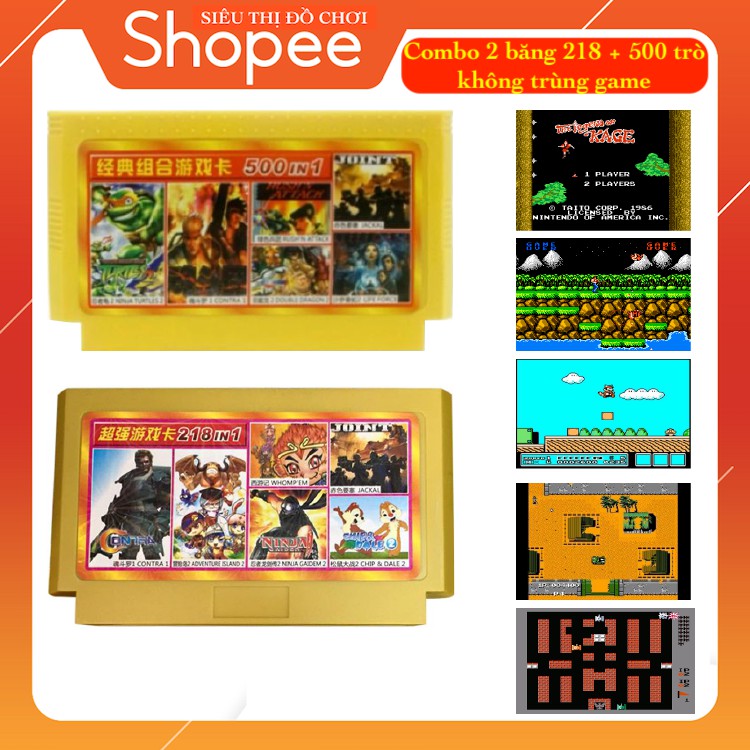 Combo 2 băng 4 nút game nes 268 trò và 500 trò không trùng game