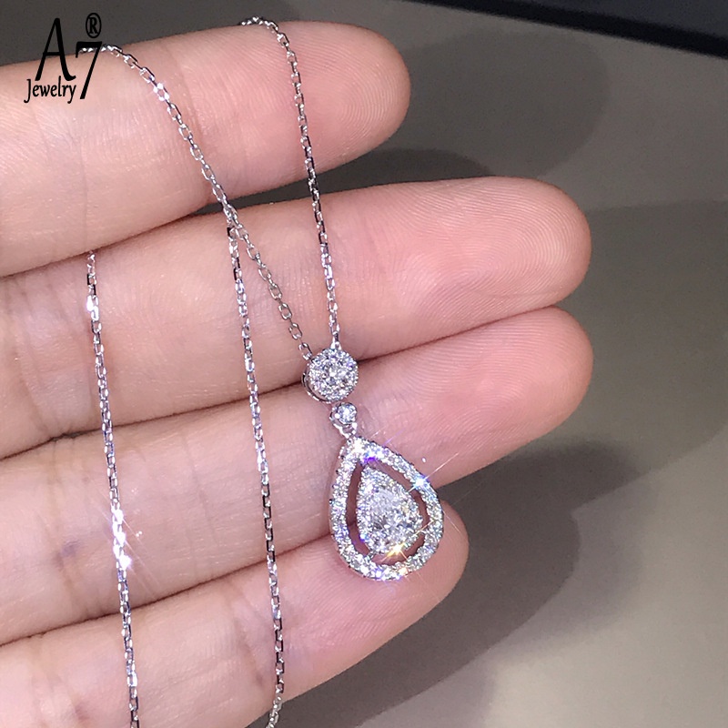 Vòng cổ mạ vàng 18K đính đá hình giọt nước