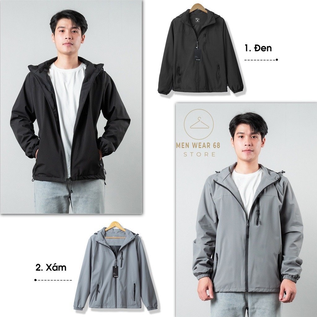 Áo Khoác Gió Thời Trang Chống Nước Hai Lớp Lót Lưới Unisex