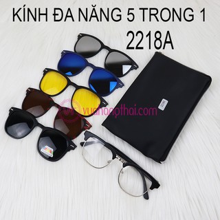 MẮT KÍNH ĐA NĂNG 5 IN 1 RÂM CẬN GỌNG TRÒN 2218A - TẶNG KÈM TÚI DA