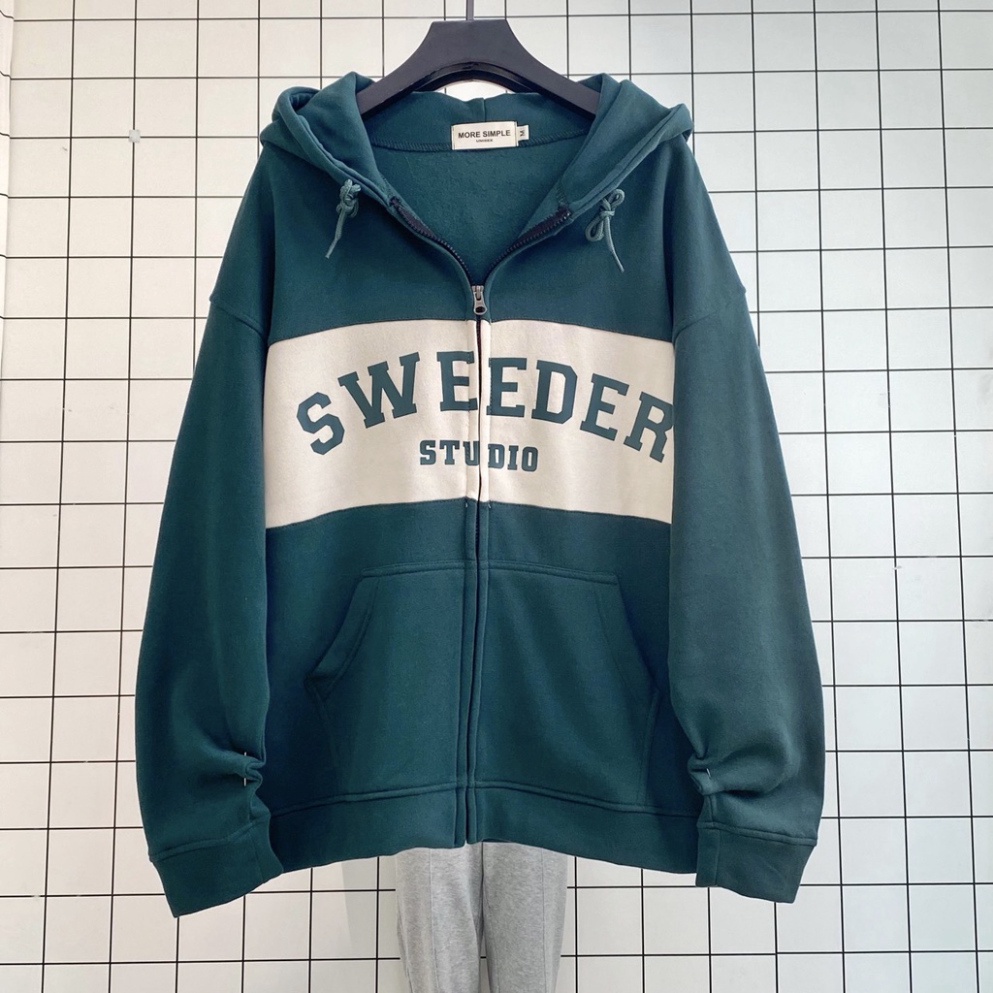 Áo Khoác Hoodie Form Rộng Unisex Zip SIN Vải Nỉ Bông Phong Cách Ulzzang