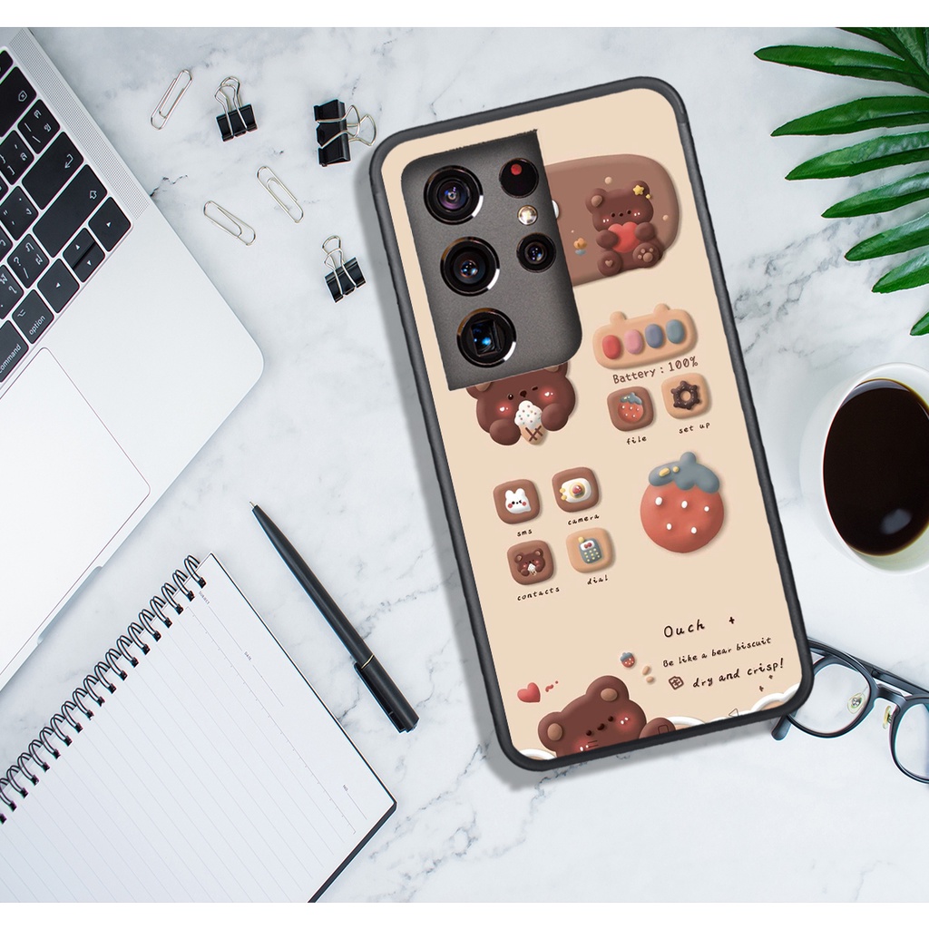ỐP LƯNG SAMSUNG S21 - S21 PLUS - S21 ULTRA - S22 5G - S22 PLUS - S22 ULTRA, IN HÌNH GẤU NÂU CHOCOLATE ĐÁNG YÊU.
