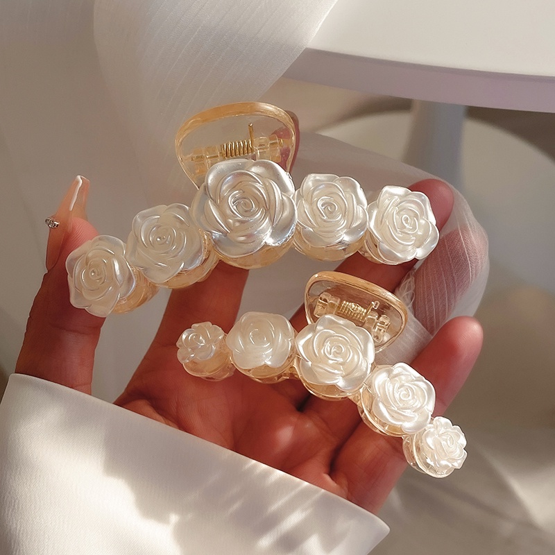 Kẹp Tóc Hình Hoa Hồng Trắng Thanh Lịch Thời Trang Hàn Quốc Cho Nữ
